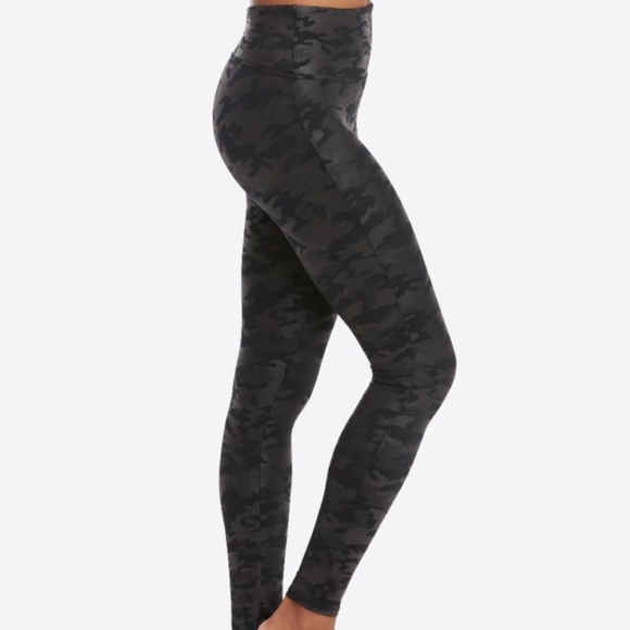 SPANX Pants - Faux Leather Camo Leggings